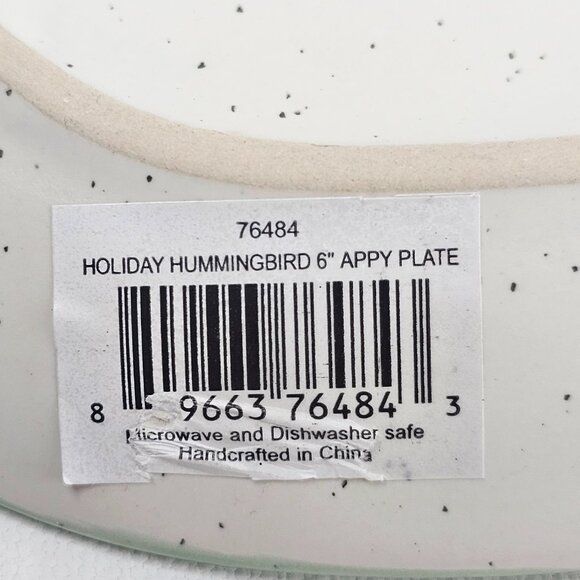 Eli + Ana Holiday Hummingbird 6 Inch Appy Plate Appetizer Ceramic Lot of 4 - Picture 8 of 11